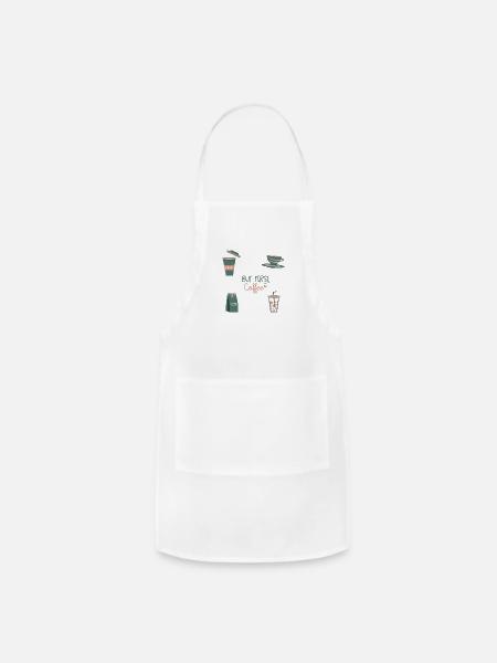But First Coffee - Adjustable Apron - white