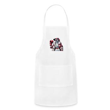 cat with boxing gloves - Adjustable Apron - white - Front - Julia (174cm)