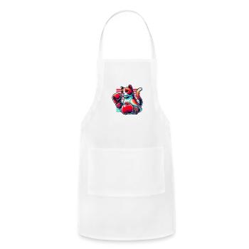 cat with boxing gloves - Adjustable Apron - white - Front - Julia (174cm)