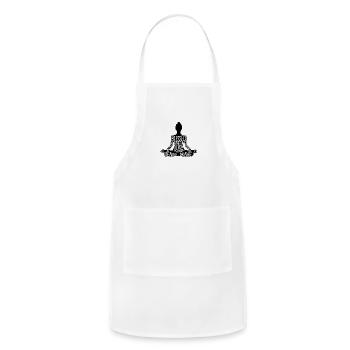 woman in a seated yoga pose T Shirt 5 - Adjustable Apron - white - Front - Julia (174cm)