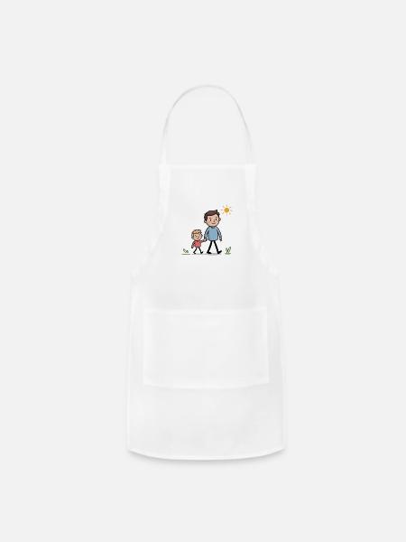 Father and Son Doodle Drawing - Adjustable Apron - white