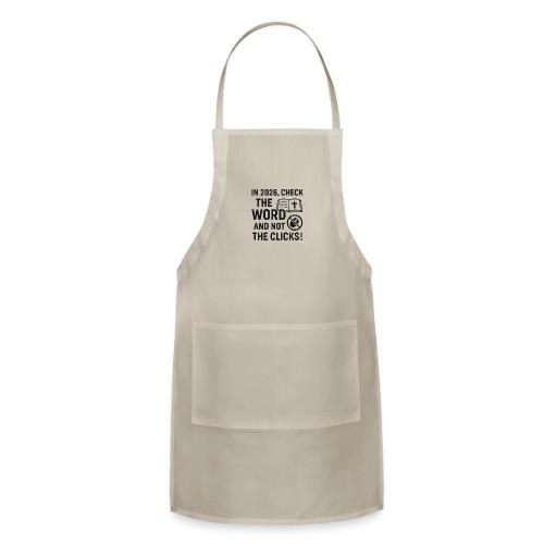 BW Word Clicks 2026 background - Adjustable Apron