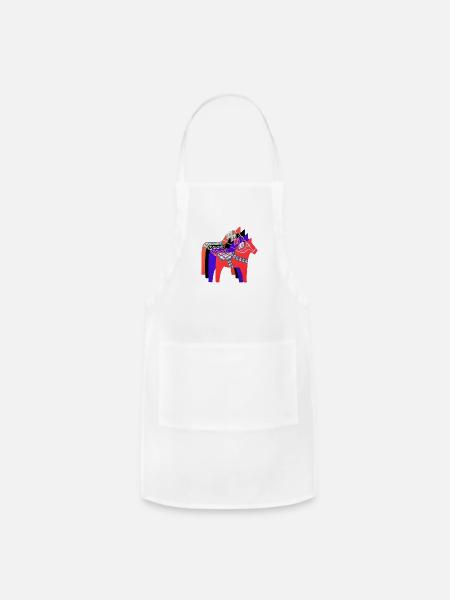 Dalarna horse - Adjustable Apron - white