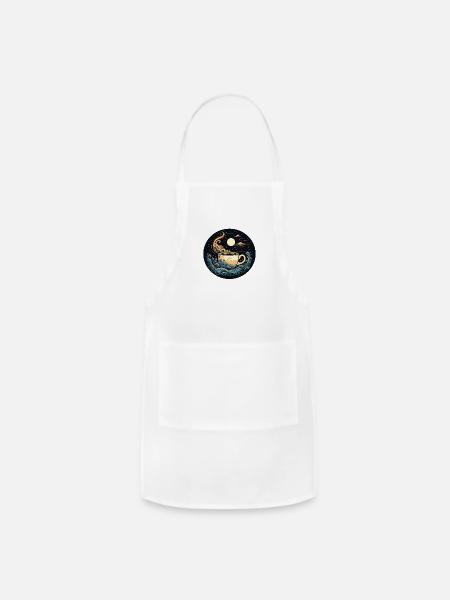 A Vintage Cup of Steamy Moonlight... - Adjustable Apron - white