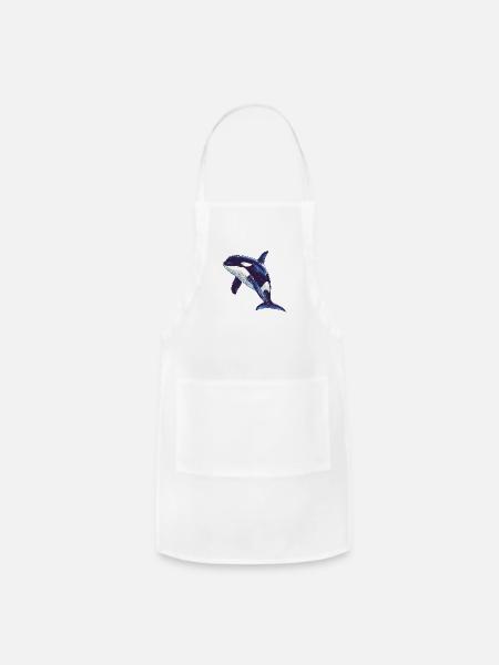 Orca whale with feminine - Adjustable Apron - white
