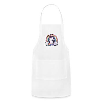 Magical Cat with Unicorn Horn - Adjustable Apron - white - Front - Julia (174cm)
