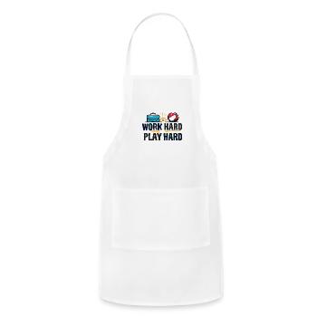 Work Hard Play Hard - Adjustable Apron - white - Front - Julia (174cm)