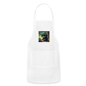 racoon on a laptop - Adjustable Apron - white - Front - Julia (174cm)