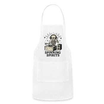 Skeleton DJ with Spinning Records - Adjustable Apron - white - Front - Julia (174cm)