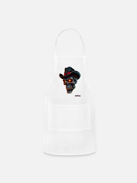 Neon Skull Cowboy Hat. by m@xx. - Adjustable Apron - white