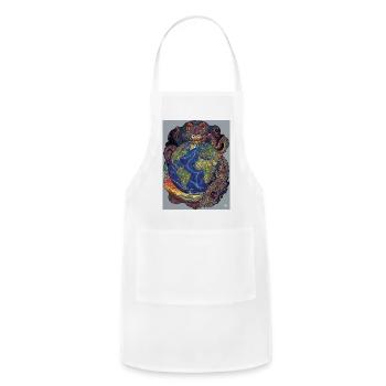 Serpentine Earth Psychedelic World Map - Adjustable Apron - white - Front - Julia (174cm)