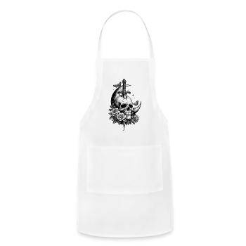 Moonlit Skull Dagger Roses - Adjustable Apron - white - Front - Julia (174cm)