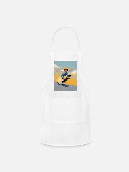Sunset Kickflip Kid - Adjustable Apron - white