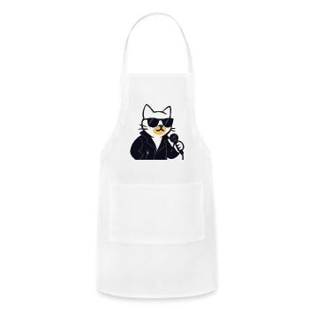 Sunglass Cat in Leather Jacket - Adjustable Apron - white - Front - Julia (174cm)