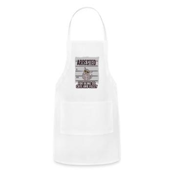 Arrested for being cute and fuzy Design - Adjustable Apron - white - Front - Julia (174cm)