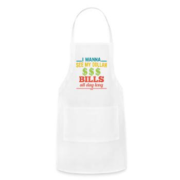 Money dollar wealth wealth funny saying - Adjustable Apron - white - Front - Julia (174cm)