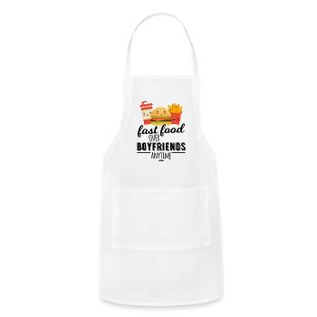 Fast Food Over Boyfriends Anytime - Adjustable Apron - white - Front - Julia (174cm)