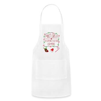 Most Likely To Spend The Day Gaming - Adjustable Apron - white - Front - Julia (174cm)