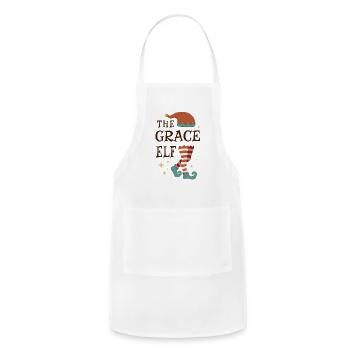 The Grace Elf - Christmas Pajama for Grace - Adjustable Apron - white - Front - Julia (174cm)
