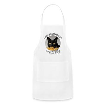 Cute Cat Eating Spaghetti, Gracefully - Adjustable Apron - white - Front - Julia (174cm)