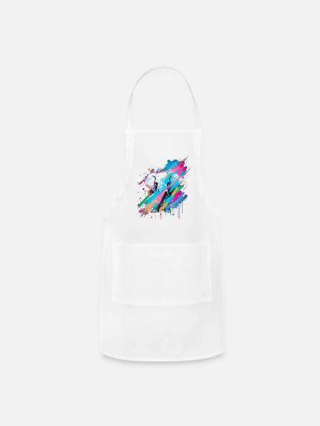 Lovely Elephant Colorful and Cute - Adjustable Apron - white