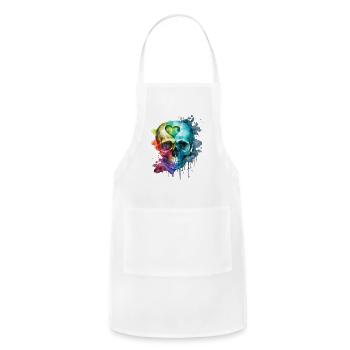 Skull Art Design Watercolor 4 - Adjustable Apron - white - Front - Julia (174cm)
