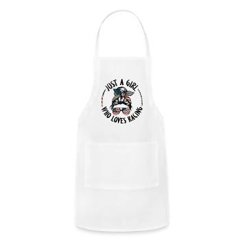 Joj6 Messy Bun Just A Who Love Racing Racer 4Th Of - Adjustable Apron - white - Front - Julia (174cm)
