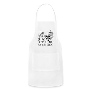 I Like Murder Shows Comfy And Maybe 3 People Mom - Adjustable Apron - white - Front - Julia (174cm)