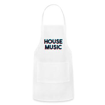 EDM House Music Raver Glitchy Synth Dance Clubbing - Adjustable Apron - white - Front - Julia (174cm)