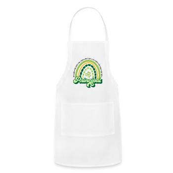 Boho Rainbow Shamrock One Lucky Principal St - Adjustable Apron - white - Front - Julia (174cm)