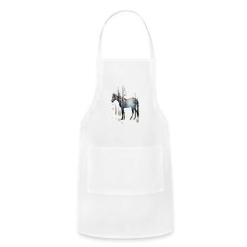 Horse and Forest Double Exposure Equestrian Horse - Adjustable Apron - white - Front - Julia (174cm)