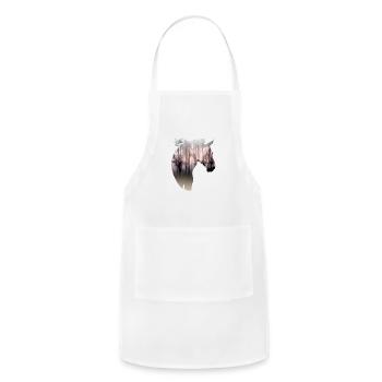 Horse and Forest Double Exposure Equestrian Horse - Adjustable Apron - white - Front - Julia (174cm)