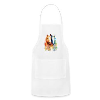 Miniature Horses Mini Horse Watercolor Splash - Adjustable Apron - white - Front - Julia (174cm)