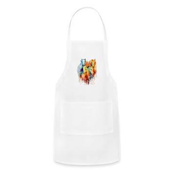 Miniature Horses Mini Horse Watercolor Splash - Adjustable Apron - white - Front - Julia (174cm)