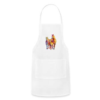 Miniature Horses Mini Horse Watercolor Splash - Adjustable Apron - white - Front - Julia (174cm)