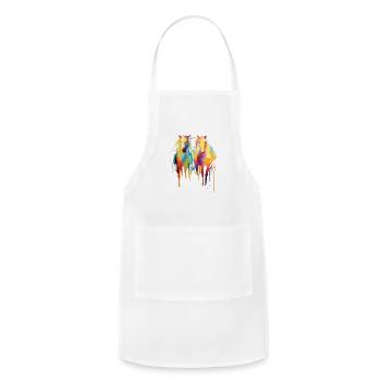 Miniature Horses Mini Horse Watercolor Splash - Adjustable Apron - white - Front - Julia (174cm)