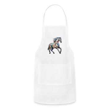 Stallion Horse Geometric Pattern Horses Art - Adjustable Apron - white - Front - Julia (174cm)