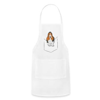 Basset Hound In Pocket Basset Dog - Adjustable Apron - white - Front - Julia (174cm)