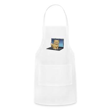Grumpy Cat On Laptop - Adjustable Apron - white - Front - Julia (174cm)