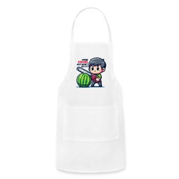 Cutting Watermelon - Melon Chainsaw - Adjustable Apron - white - Front - Julia (174cm)
