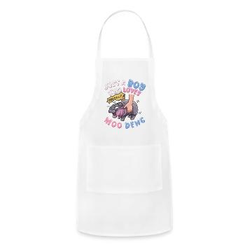 Moo Deng just a boy who loves moo deng Cute Baby - Adjustable Apron - white - Front - Julia (174cm)