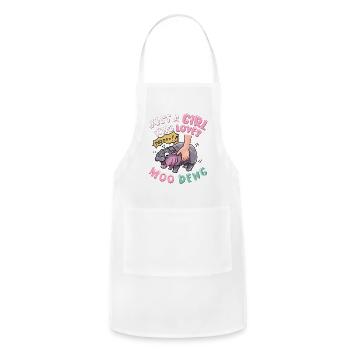 Moo Deng just a girl who loves moo deng Cute Baby - Adjustable Apron - white - Front - Julia (174cm)