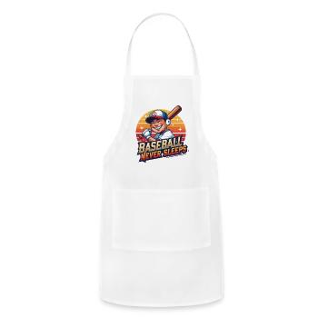 Baseball Never Sleeps - Retro Sports Vibes - Adjustable Apron - white - Front - Julia (174cm)