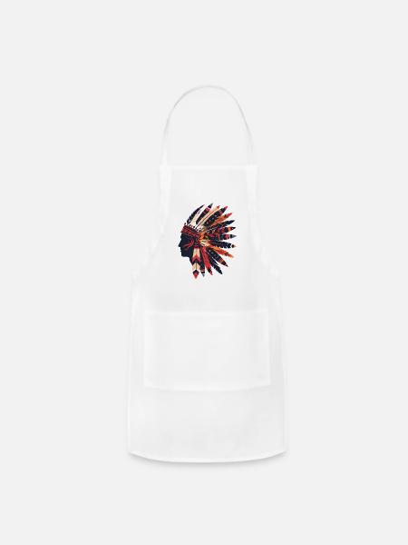 Feathered Headdress - Adjustable Apron - white