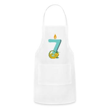 Age 7 - Birthday Dragon Candle 7 Years - Adjustable Apron - white - Front - Julia (174cm)