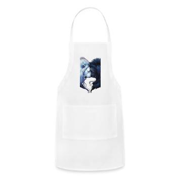 Black and white lions - Adjustable Apron - white - Front - Julia (174cm)