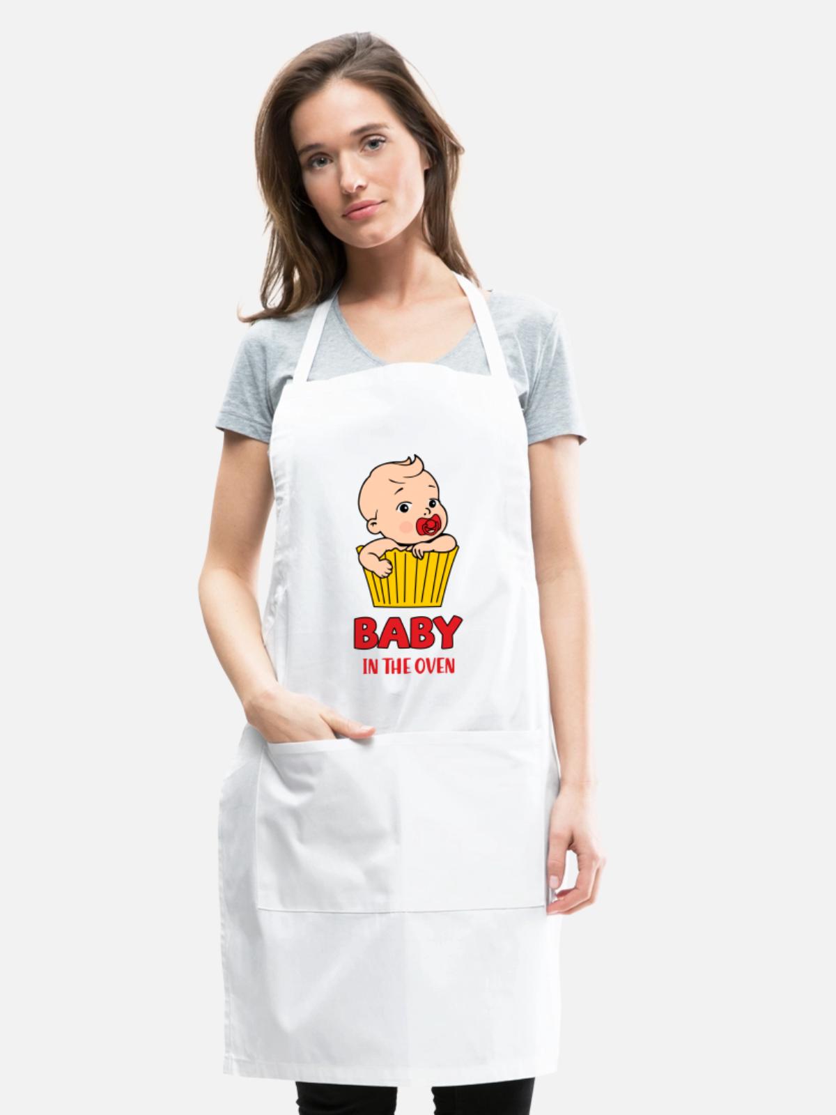 Baby in the oven - Adjustable Apron - white - Front - Julia (174cm)
