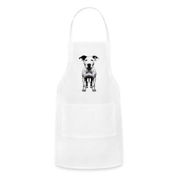 TSQ Strength: Pierced Dog Perfection - Adjustable Apron - white - Front - Julia (174cm)