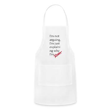 Title: "Explaining, Not Arguing: Assertive Tee" - Adjustable Apron - white - Front - Julia (174cm)