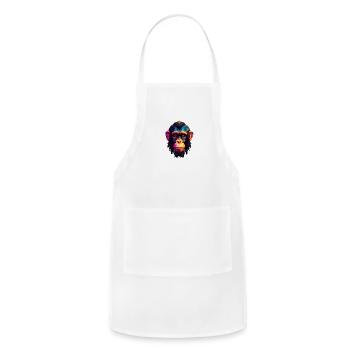 Geometric Style Chimpanzee - Adjustable Apron - white - Front - Julia (174cm)
